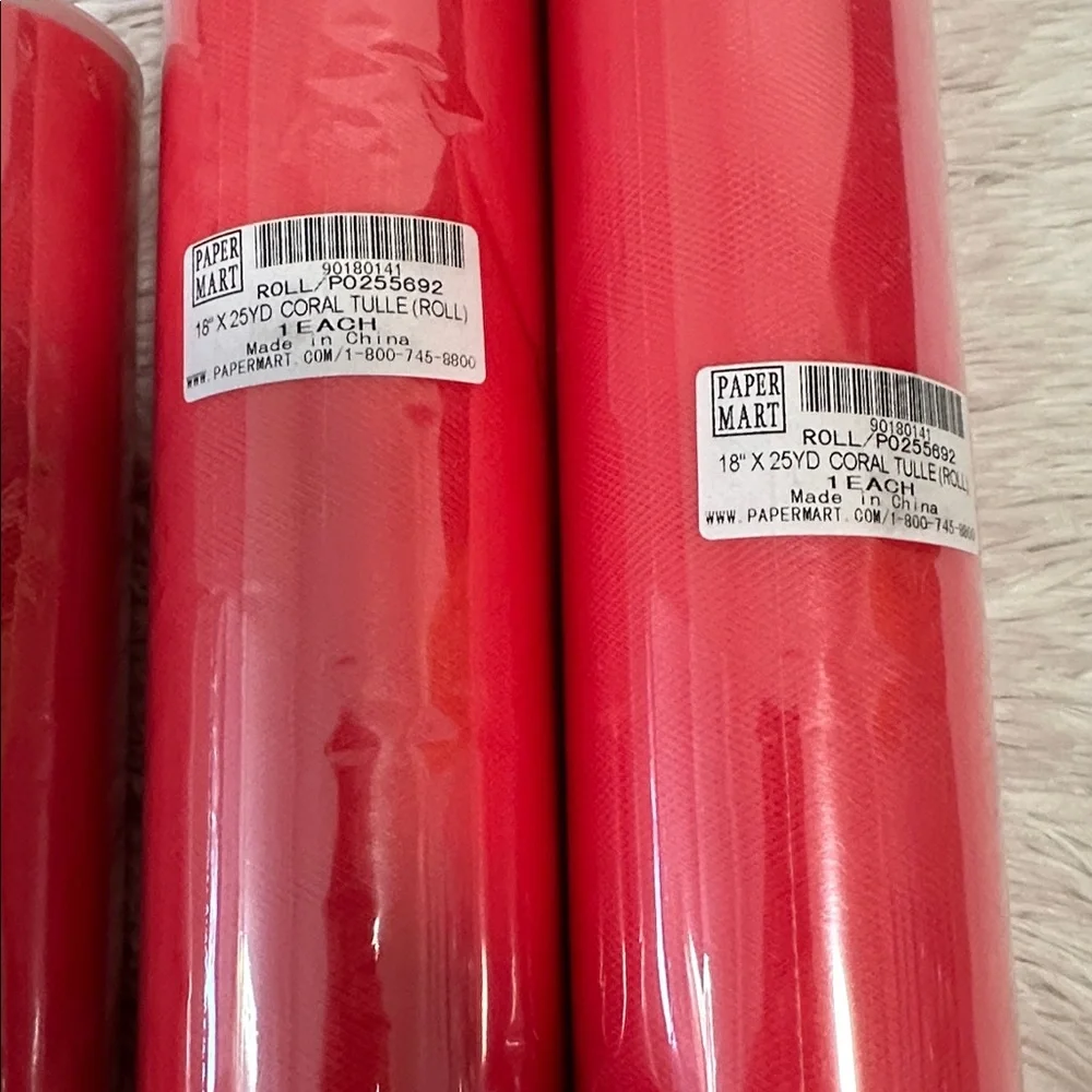 🌴 NWT 100 Yards of Coral Color Tulle 18”&12” - Picture 3 of 3
